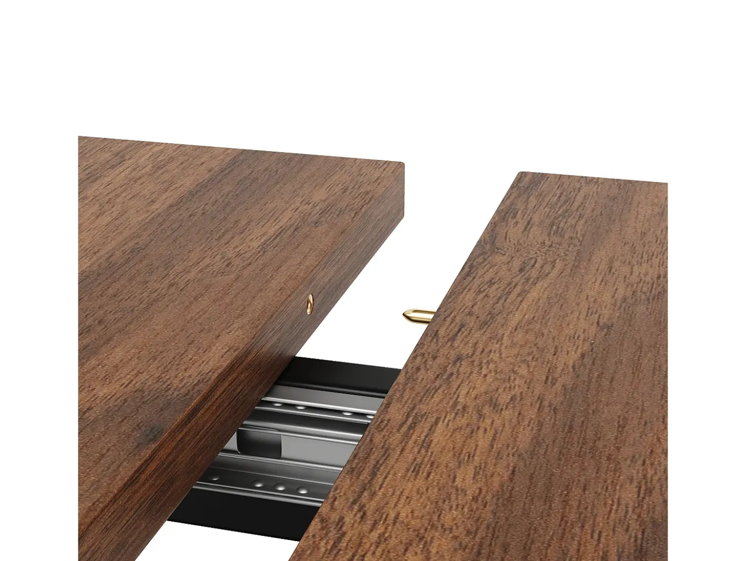 Mesa de comedor rectangular extensible 120-160x80x75cm con tablero chapado en madera imitación madera marrón y patas cruzadas negras