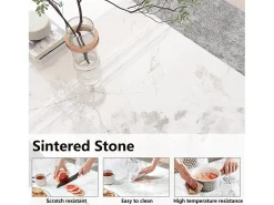Mesa de comedor rectangular para 6 personas en mármol - blanca 120x70x76cm