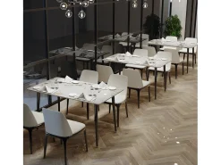Mesa de comedor rectangular para 6 personas en mármol - blanca 120x70x76cm