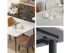 Mesa de comedor rectangular para 6 personas en mármol - blanca 120x70x76cm
