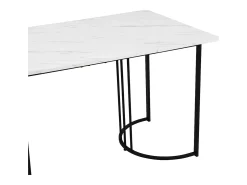 Mesa de Comedor Rectangular 140x80 cm para 6 Personas - Patas Ajustables - Metal y Madera - Blanco/Negro Moderno