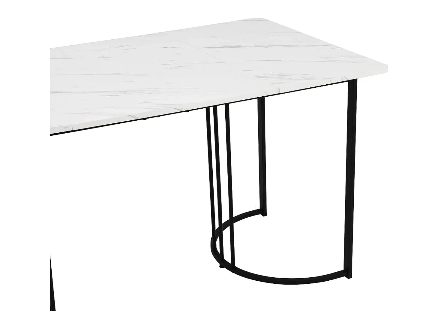Mesa de Comedor Rectangular 140x80 cm para 6 Personas - Patas Ajustables - Metal y Madera - Blanco/Negro Moderno