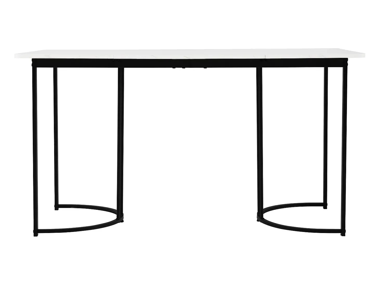 Mesa de Comedor Rectangular 140x80 cm para 6 Personas - Patas Ajustables - Metal y Madera - Blanco/Negro Moderno