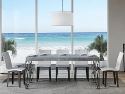 Mesa de comedor rectangular Gisa 160 cm de hormigón gris con patas de metal gris oscuro