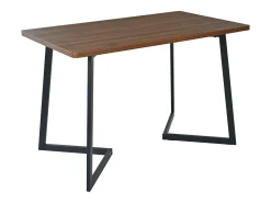 Mesa de comedor rectangular de MDF con patas de metal negro, madera de nogal, (117x68x75 cm)