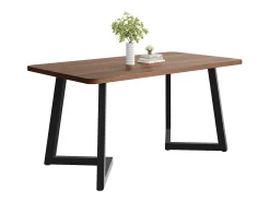 Mesa de comedor rectangular de MDF con patas de metal negro, madera de nogal, (117x68x75 cm)
