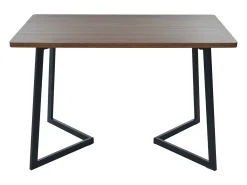 Mesa de comedor rectangular de MDF con patas de metal negro, madera de nogal, (117x68x75 cm)