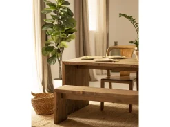 Mesa de comedor rectangular de madera de abeto maciza Decowood en tono roble oscuro de 200x75cm - TELVA - DECOWOOD
