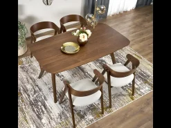 Mesa de comedor rectangular 160 cm con tablero y patas de nogal MIGUEL