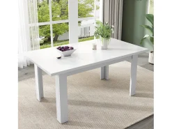 Mesa de comedor rectangular con espacio de almacenamiento, 120 x 70 x 75 cm, MDF, color blanco.