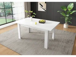 Mesa de comedor rectangular con espacio de almacenamiento, 120 x 70 x 75 cm, MDF, color blanco.