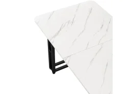 Mesa de comedor rectangular de 120 x 70 cm, estilo lujoso, con marco de metal y superficie de mármol para comedor y sala de estar, patas de mesa negras