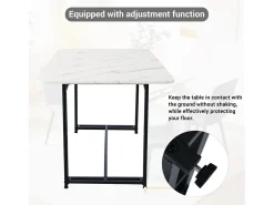 Mesa de comedor rectangular de 120 x 70 cm, estilo lujoso, con marco de metal y superficie de mármol para comedor y sala de estar, patas de mesa negras