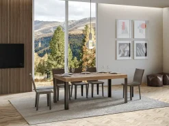 Mesa de comedor rectangular Liva 180 cm de madera clara con patas de metal gris oscuro