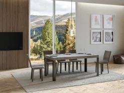 Mesa de comedor rectangular Liva 180 cm gris hormigón con patas de metal gris oscuro
