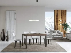 Mesa de comedor rectangular Evy 180 cm de madera oscura y metal antracita