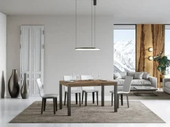 Mesa de comedor rectangular Evy 130 cm de madera clara y metal antracita