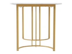 Mesa de Comedor Rectangular 140x80 cm para 6 Personas - Patas Ajustables - Metal y Madera - Blanco/Dorado Moderno
