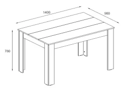 Mesa de comedor rectangular fija para 4 comensales 140x90 cm color concrete blanco Mirko