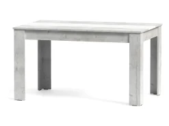 Mesa de comedor rectangular fija para 4 comensales 140x90 cm color concrete blanco Mirko