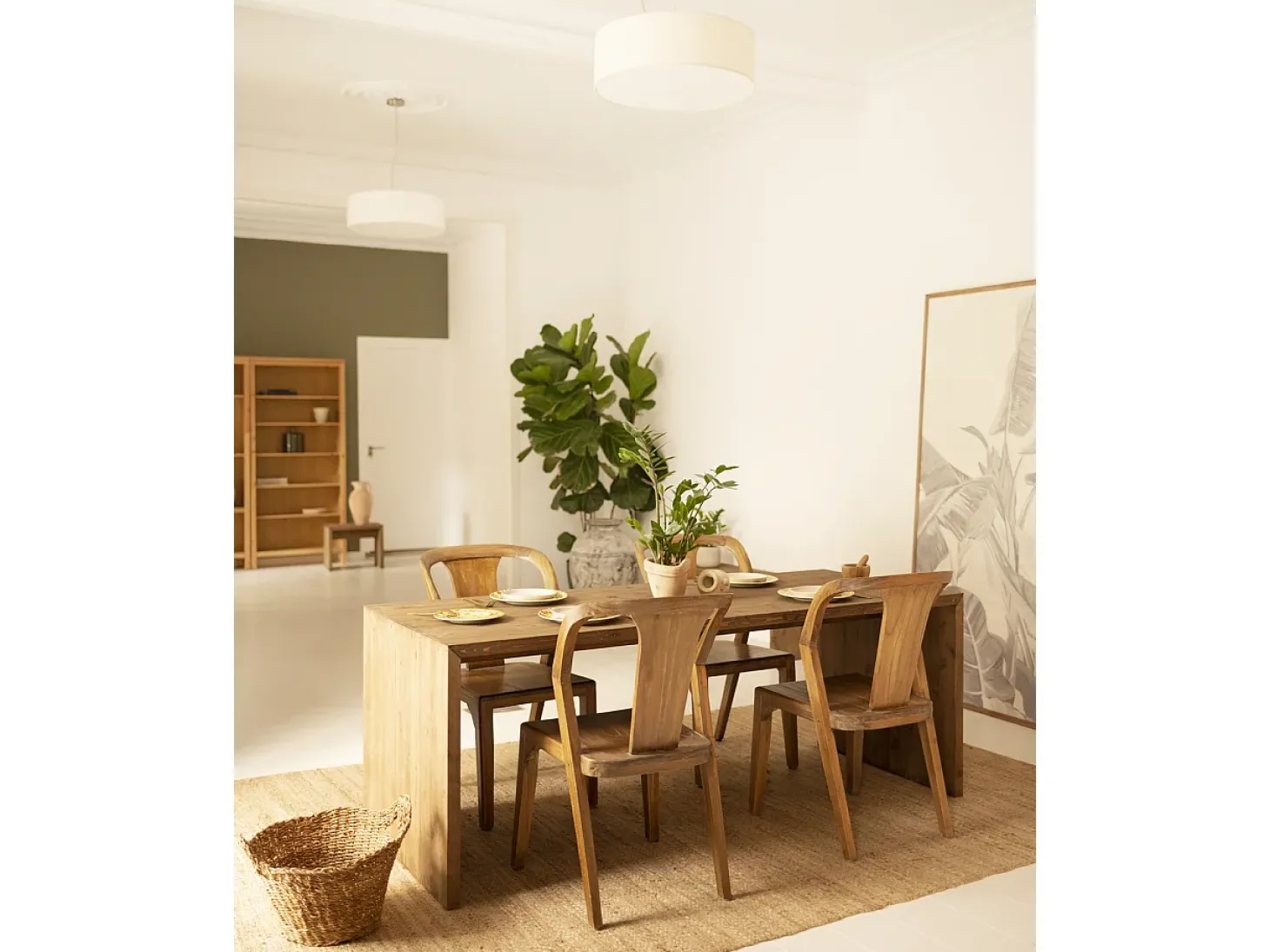 Mesa de comedor rectangular de madera de abeto maciza Decowood en tono roble oscuro de 120x75cm - TELVA - DECOWOOD