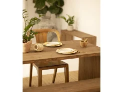 Mesa de comedor rectangular de madera de abeto maciza Decowood en tono roble oscuro de 120x75cm - TELVA - DECOWOOD