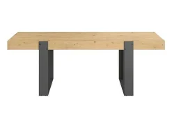Mesa de comedor rectangular estilo industrial - Paneles de partículas - Decoración Roble Artesanal y Gris Sombra