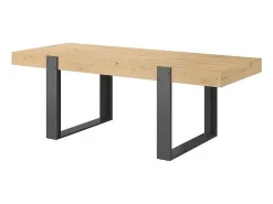 Mesa de comedor rectangular estilo industrial - Paneles de partículas - Decoración Roble Artesanal y Gris Sombra