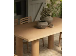Mesa de comedor rectangular de microcemento en tono terracota DECOWOOD de 160x75cm - LUCÍA - DECOWOOD