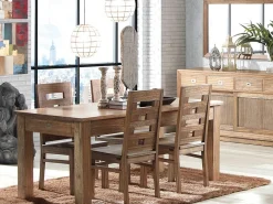 Mesa de comedor rectangular extensible en madera maciza natural de Mindy Mazari 180/230/280 cm