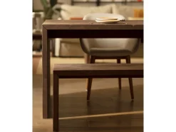 Mesa de comedor rectangular de madera de abeto maciza Decowood en tono nogal de 200x75cm - TELVA - DECOWOOD
