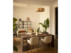 Mesa de comedor rectangular de madera de abeto maciza Decowood en tono nogal de 200x75cm - TELVA - DECOWOOD
