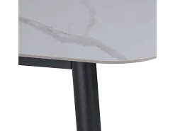 Mesa de comedor rectangular DIVA con acabado laminado de mármol blanco, 140 x 80 cm