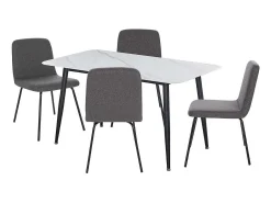 Mesa de comedor rectangular DIVA con acabado laminado de mármol blanco, 140 x 80 cm