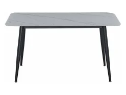 Mesa de comedor rectangular DIVA con acabado laminado de mármol blanco, 140 x 80 cm