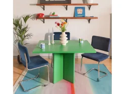 Mesa de comedor rectangular lacada MDF 3cm Verde Emeralda 90x120cm