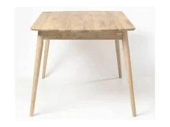 Mesa de comedor rectangular 140 cm de roble macizo blanqueado Kundy