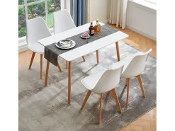Mesa de Comedor Rectangular Escandinava en Madera Blanca - 110 x 70 cm