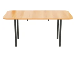 Mesa de comedor rectangular extensible para 4-6 personas en MDF, tablero acabado veta madera natural clara y patas de metal negro - 120/160x80x75cm