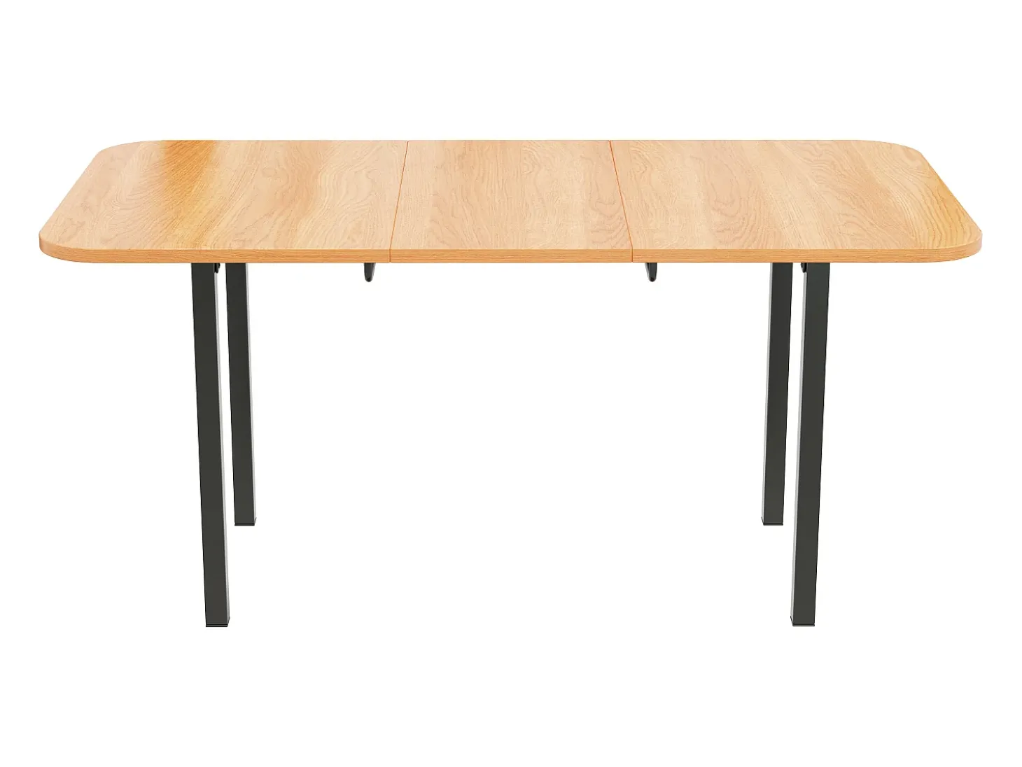 Mesa de comedor rectangular extensible para 4-6 personas en MDF, tablero acabado veta madera natural clara y patas de metal negro - 120/160x80x75cm