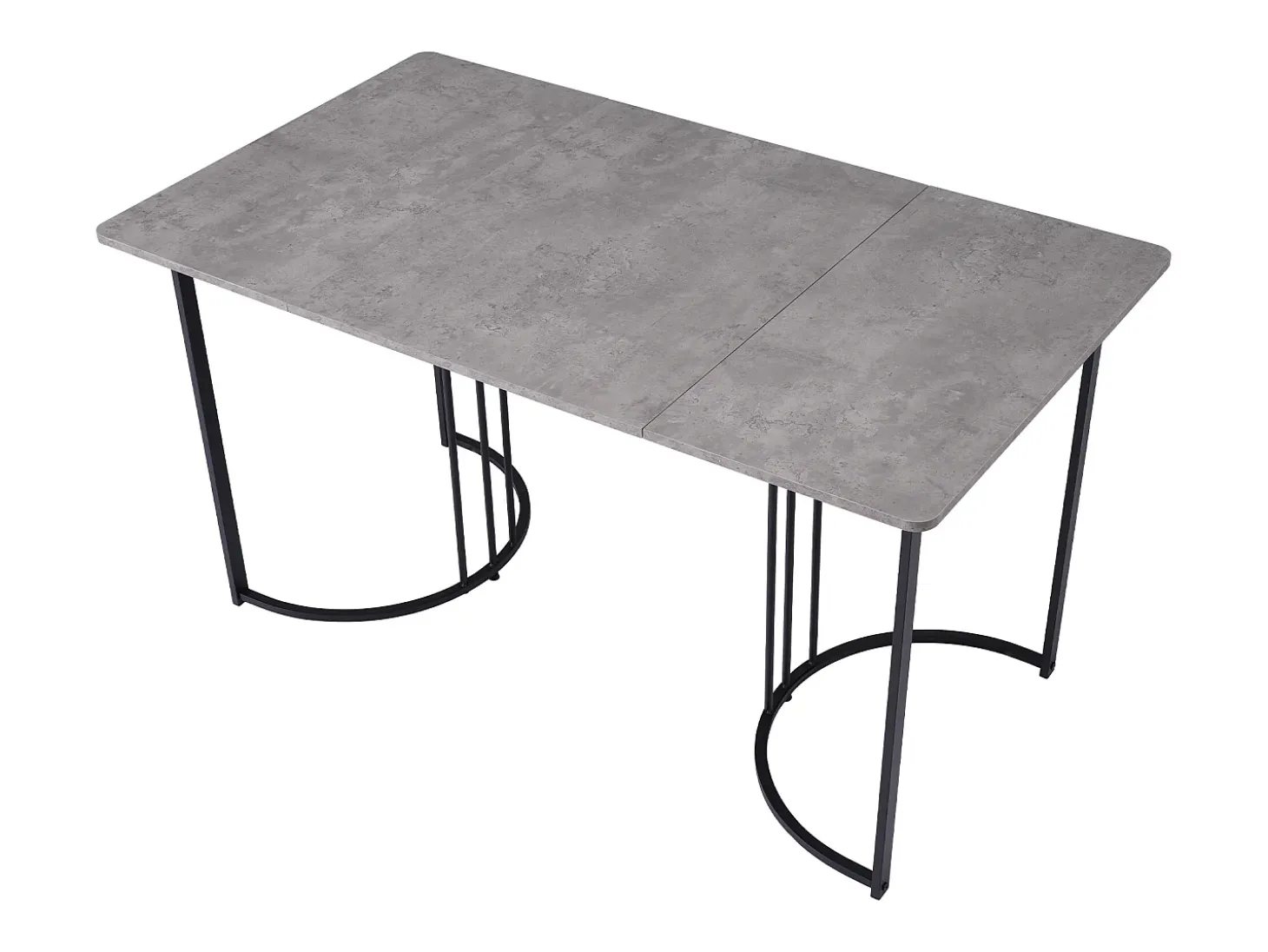 Mesa de Comedor Rectangular 140x80 cm para 6 Personas - Patas Ajustables - Metal y Madera - Gris Moderno