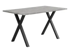 Mesa de comedor rectangular de hierro forjado - 140 x 80 x 76 cm - aspecto hormigón - MDF - gris + negro