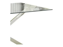 Mesa de comedor rectangular de vidrio templado transparente y metal cromado – 6 personas – CHIARA