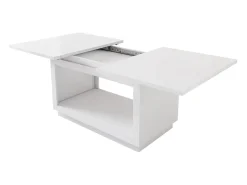 Mesa de comedor rectangular blanco - Mesa de comedor con almacenaje - tablero extensible - para comedor y salón