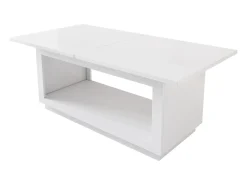 Mesa de comedor rectangular blanco - Mesa de comedor con almacenaje - tablero extensible - para comedor y salón