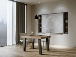 Mesa de comedor rectangular Bidy 130 cm de madera oscura con patas de metal antracita