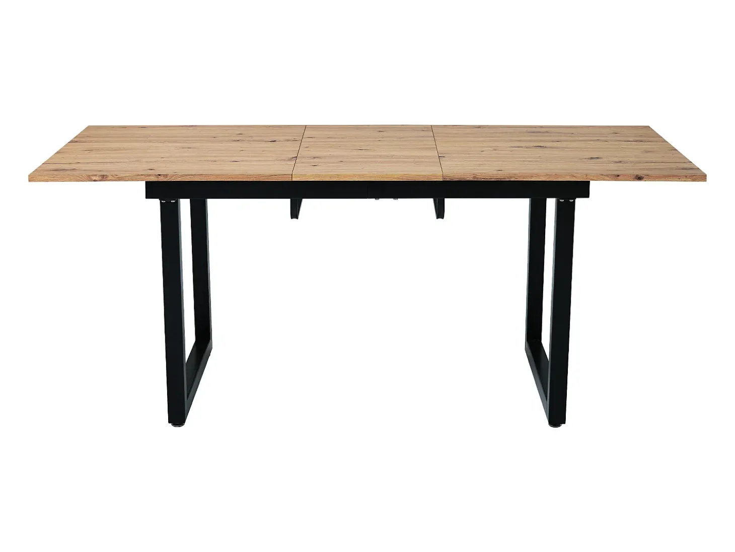Mesa de comedor rectangular - con tapa retráctil de roble - patas de metal negro - para comedor y sala de estar