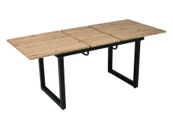 Mesa de comedor rectangular - con tapa retráctil de roble - patas de metal negro - para comedor y sala de estar