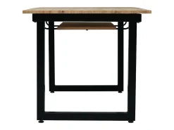 Mesa de comedor rectangular - con tapa retráctil de roble - patas de metal negro - para comedor y sala de estar