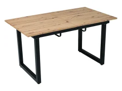 Mesa de comedor rectangular - con tapa retráctil de roble - patas de metal negro - para comedor y sala de estar